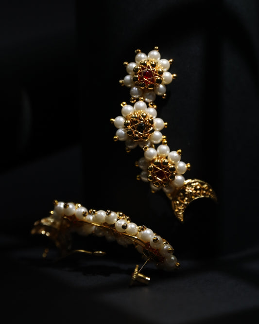 Peshwai Moti Floral Chain Ear Cuff