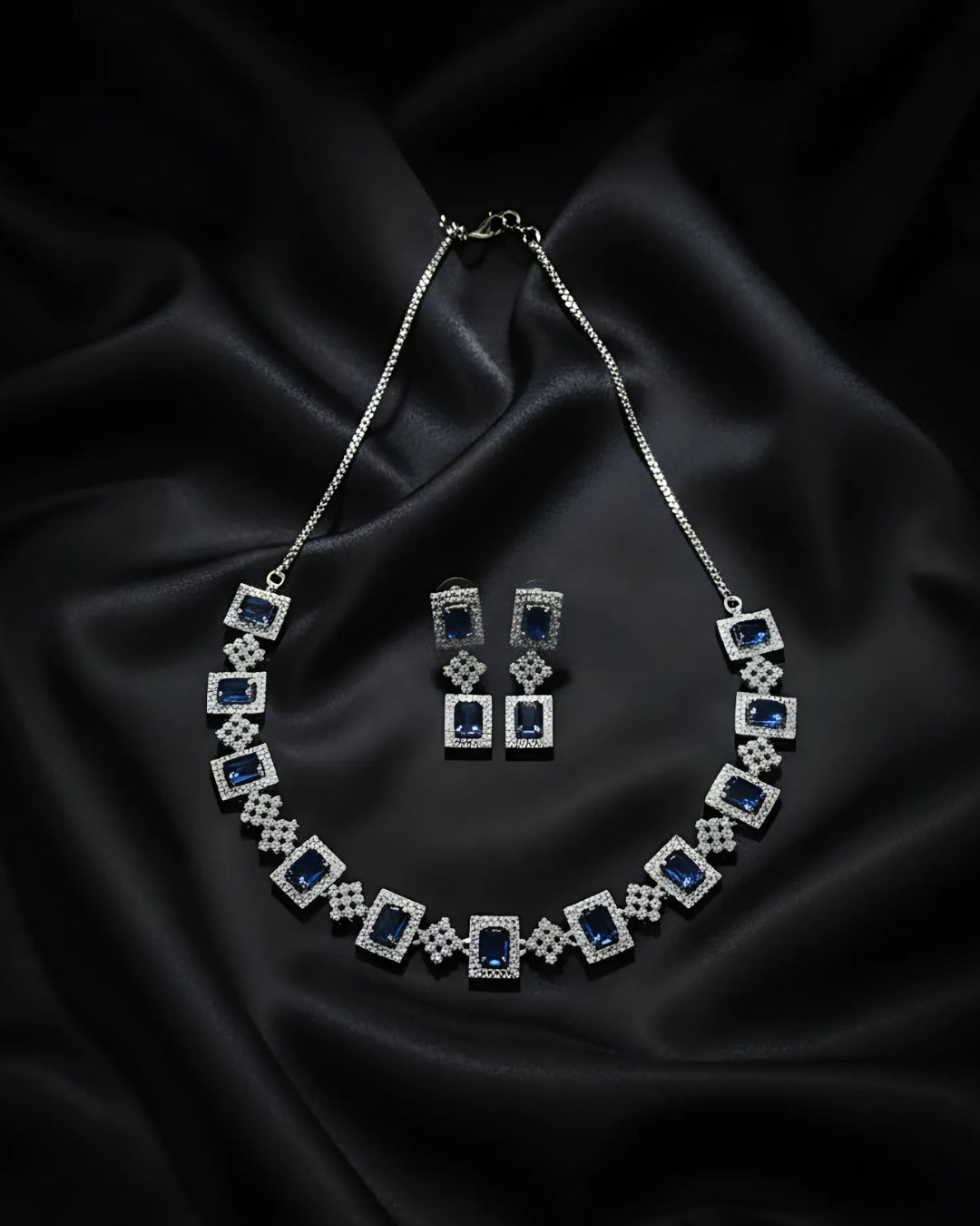 Square Cubic Zirconia Choker Necklace Set