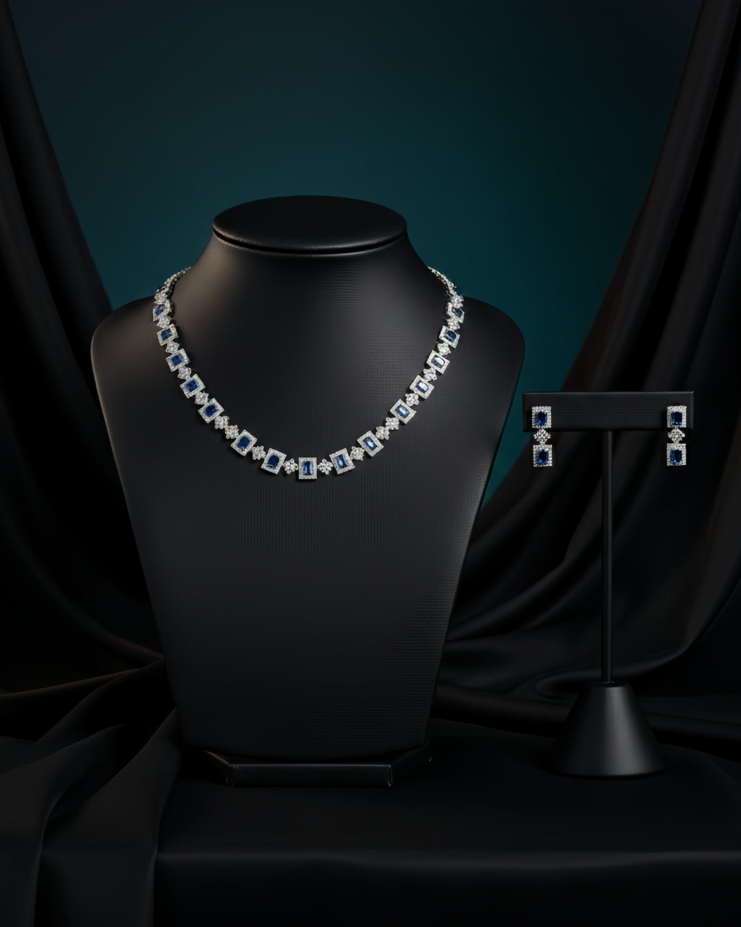 Square Cubic Zirconia Choker Necklace Set