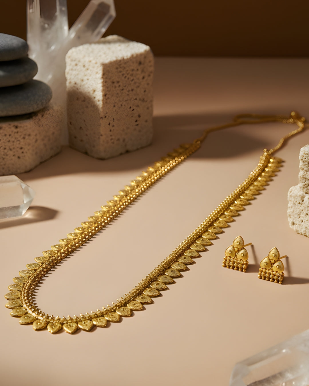 Mango Mala Long Set with Stud Earrings