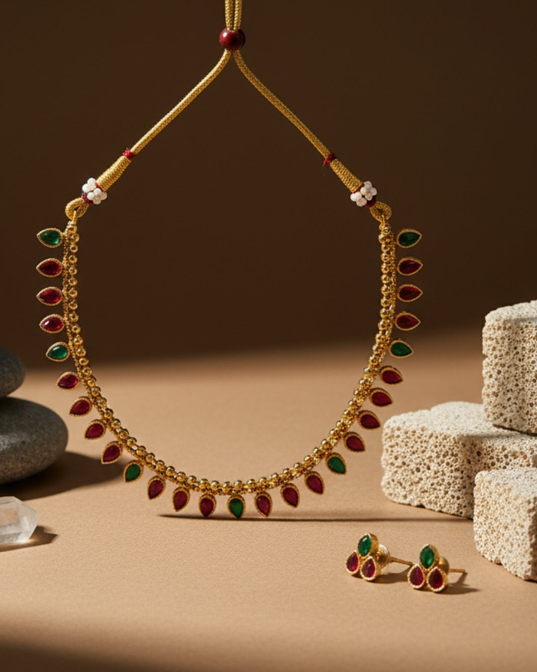 Kundan Stone Matt-Gold Toe Chain