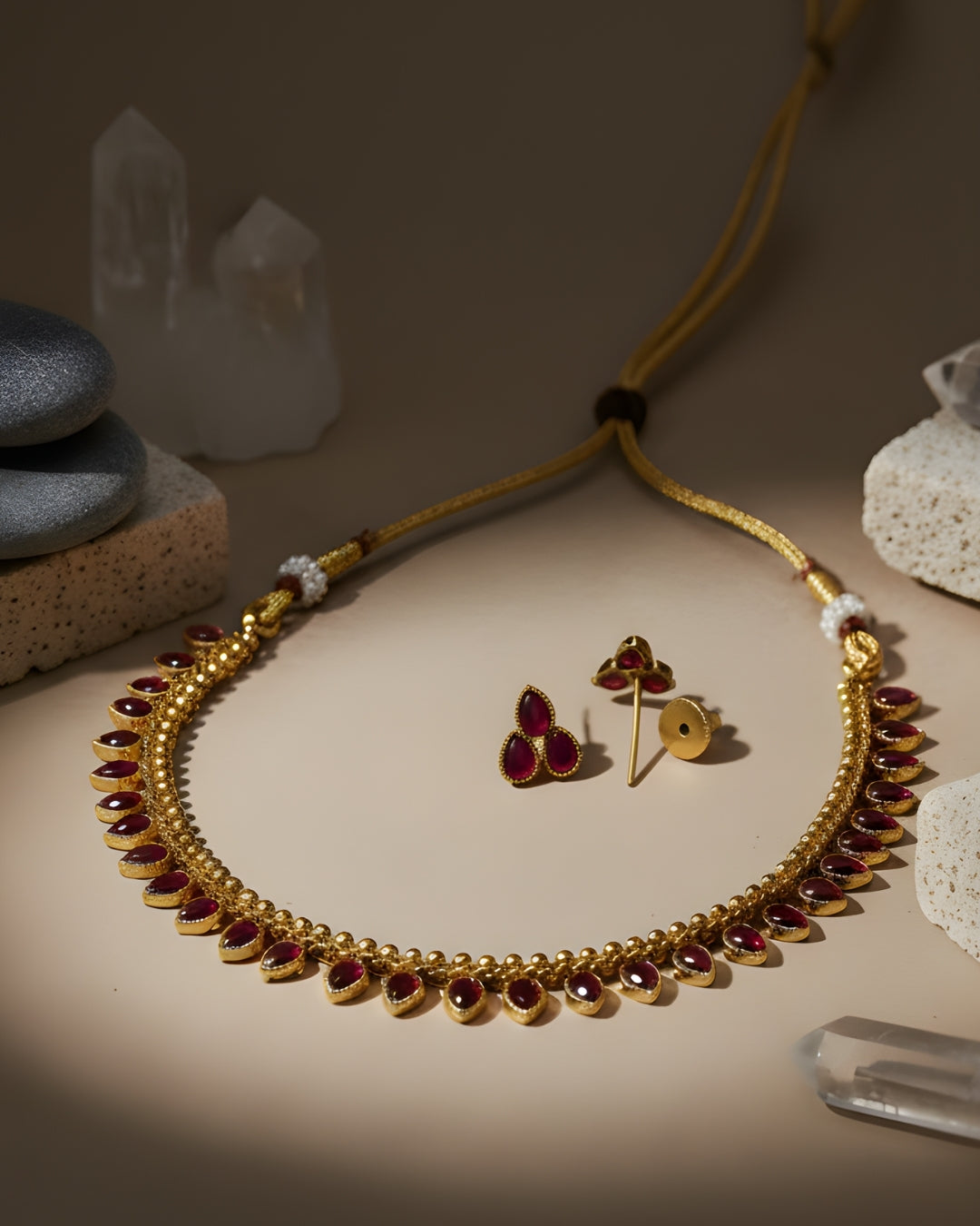 Kundan Stone Matt-Gold Toe Chain