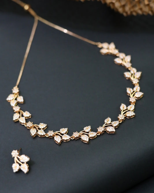Nature Inspired Branch pattern 18K Gold Plated Anti-Tarnish Necklace Set