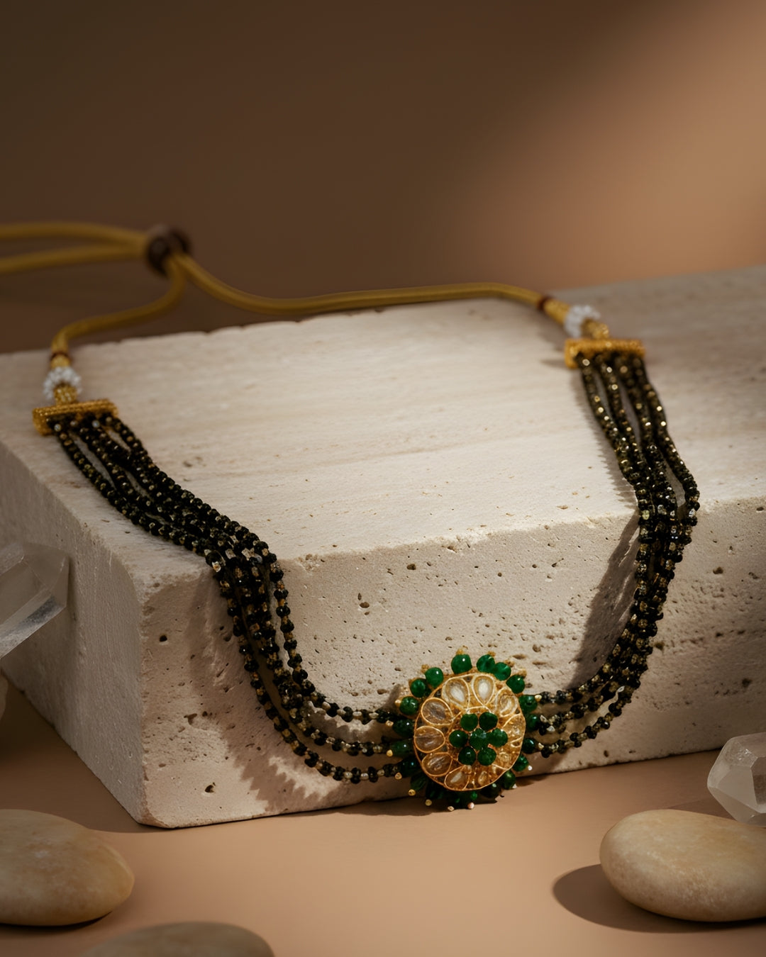 Emerald Floral Mangalsutra Micro Plated