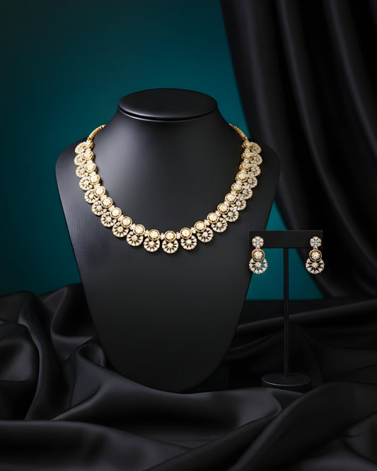 Aura Brilliance 18K Gold Plated Anti-Tarnish Cubic Zirconia Necklace Set