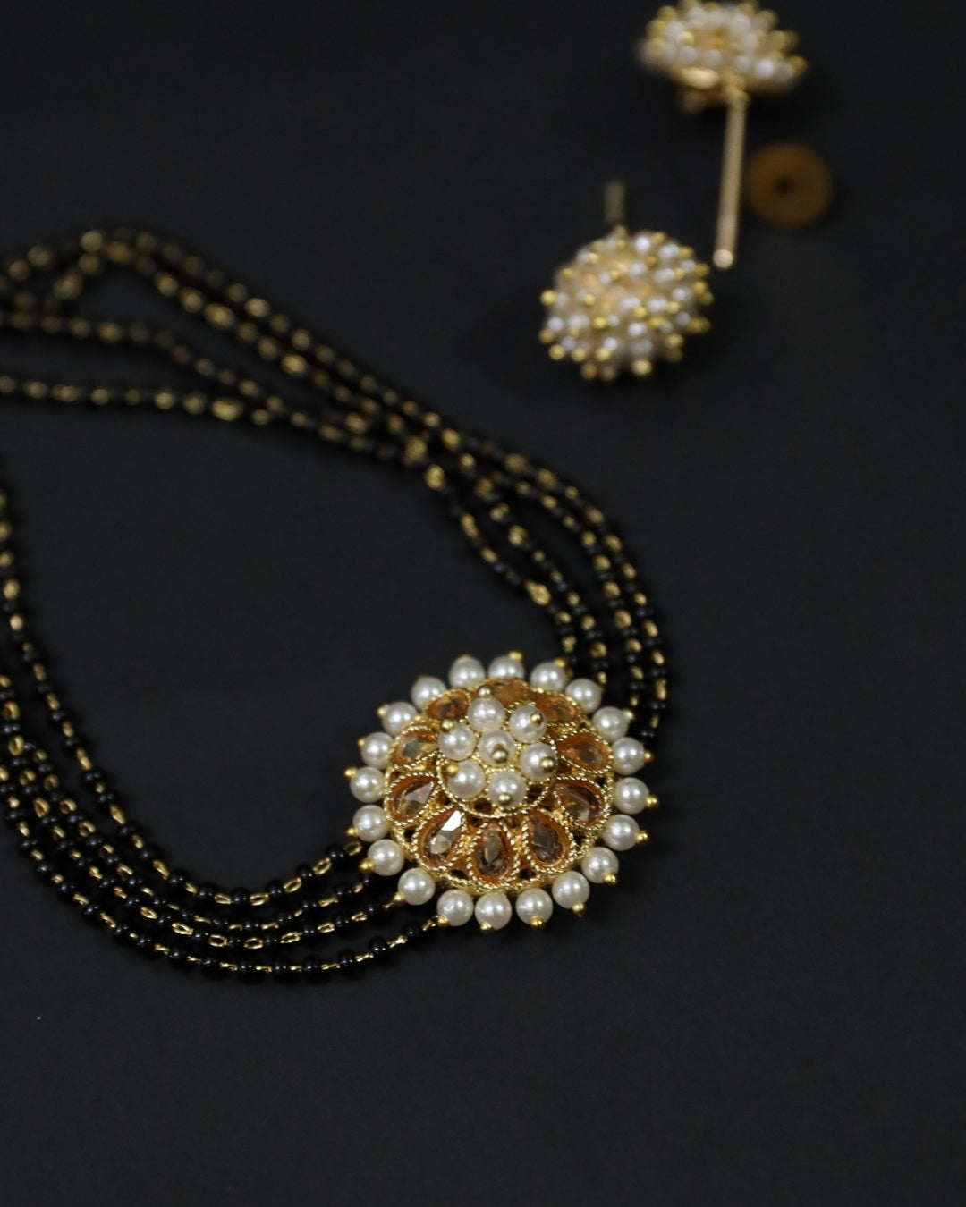 Emerald Floral Mangalsutra Micro Plated