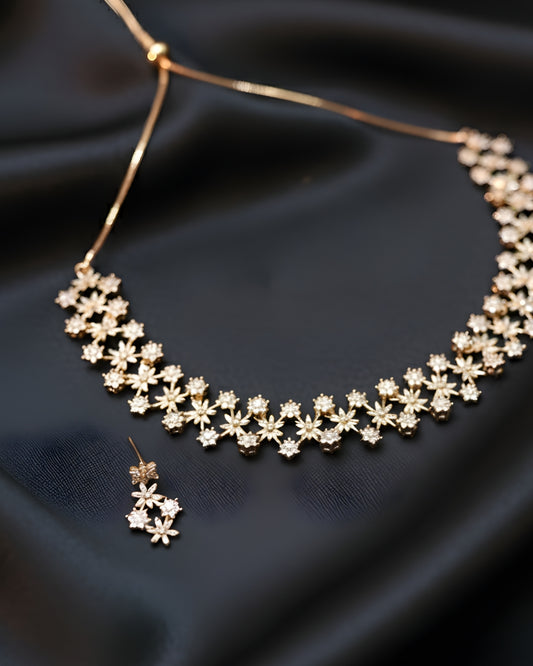 Winter Bloom 18K Gold Plated Anti-Tarnish Floral Choker Set
