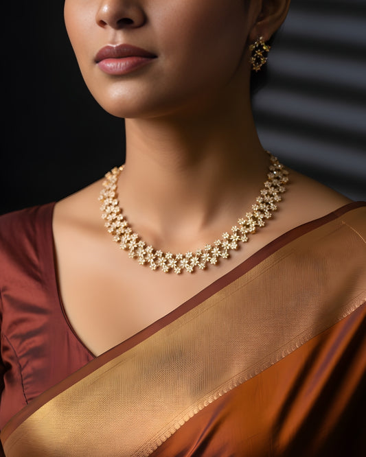 Winter Bloom 18K Gold Plated Anti-Tarnish Floral Choker Set