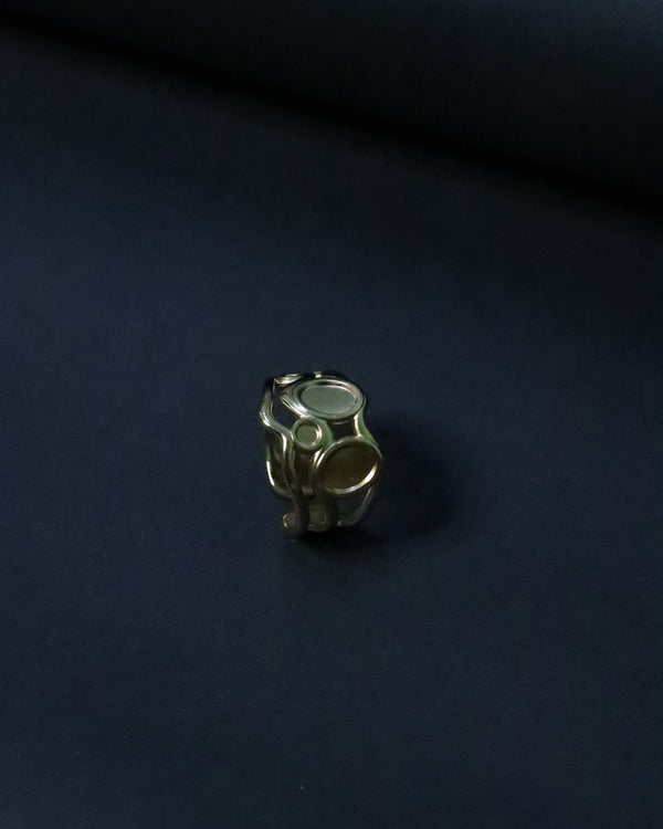 Sculptural Bubble stainless steel Adjustable Anti-Tarnish Minimalist Gold-Tone Linked Adjustable Ring, 18K Gold Plated Ring