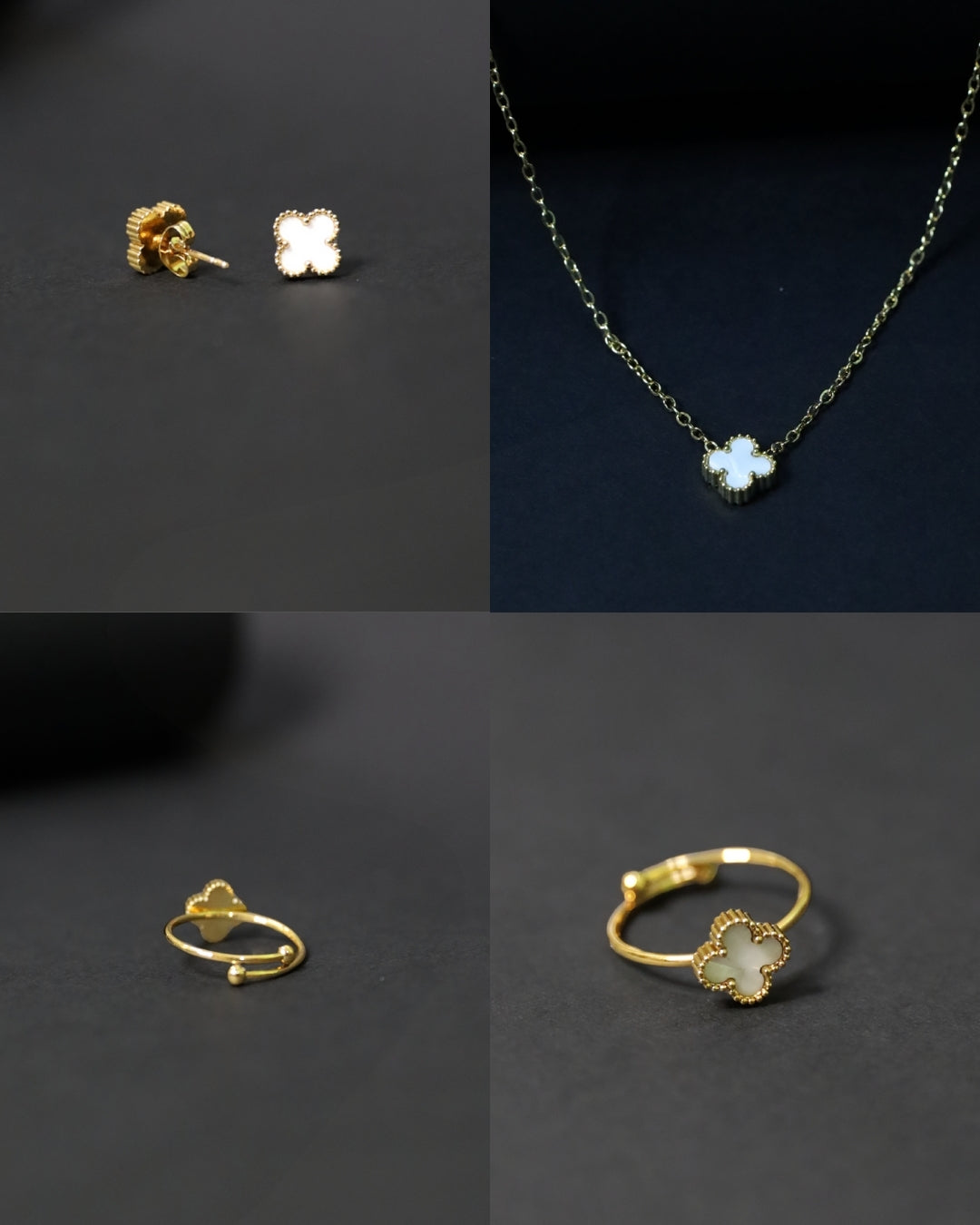 Harmony 18K Gold Plated Anti-Tarnish Clover Jewelry Set