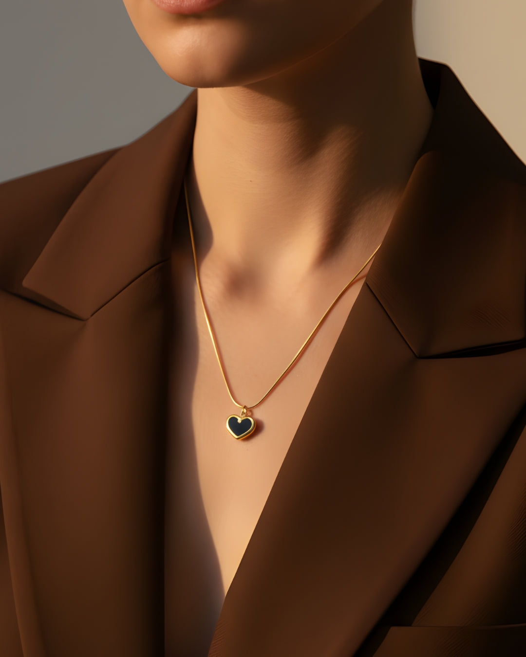 Two-Way Shine 18k Anti-Tarnish Heart Pendant Chain