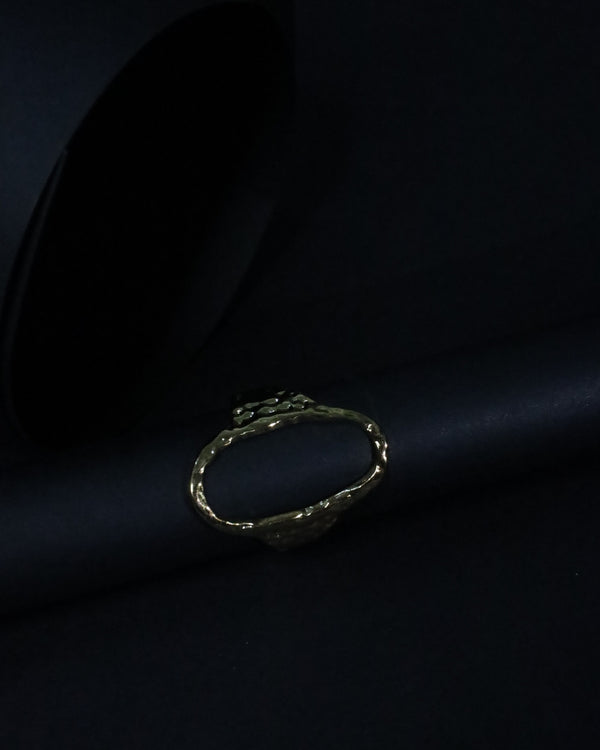 The 'Forever Glow' Hammered Open stainless steel Adjustable Anti-Tarnish Minimalist Gold-Tone Linked Adjustable Ring, 18K Gold Plated Ring