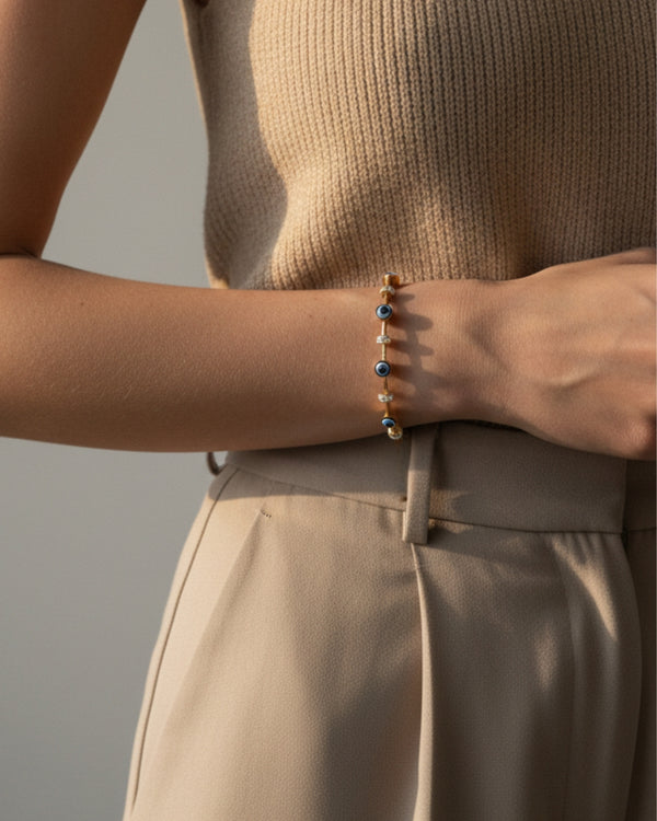 The Rose Gold 'Nazar' Charm Bracelet Anti-Tarnish 18K  Rose Gold Plated