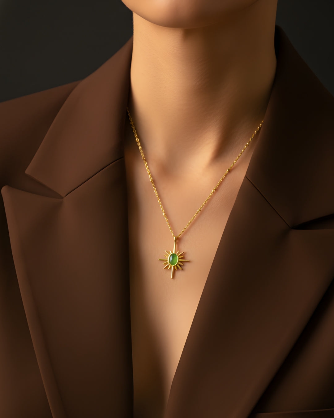 Emerald Ray 18k Gold Plated Anti-Tarnish Sunburst Necklace