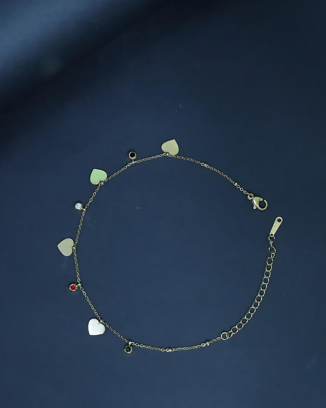 2 in 1 Multi-Charm Heart Dangle Bracelet & Ancklet Anti Tarnish 18k gold plated