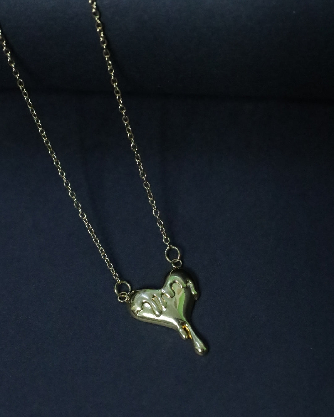 Melted Heart 18k Gold Plated Anti-Tarnish Drip Pendant Necklace