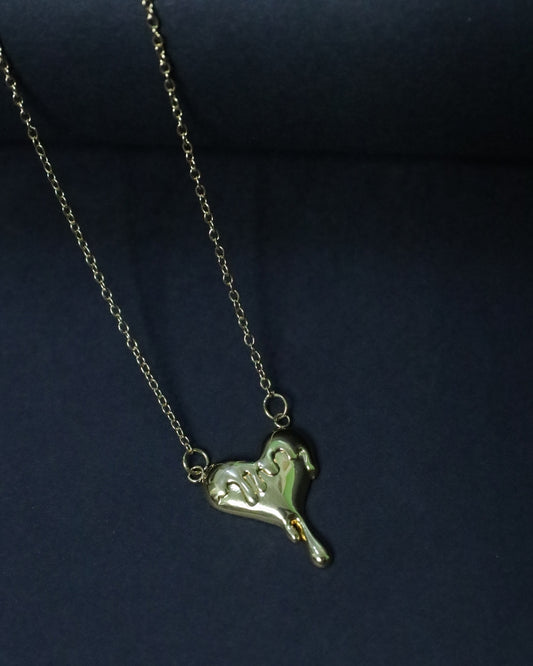 Melted Heart 18k Gold Plated Anti-Tarnish Drip Pendant Necklace
