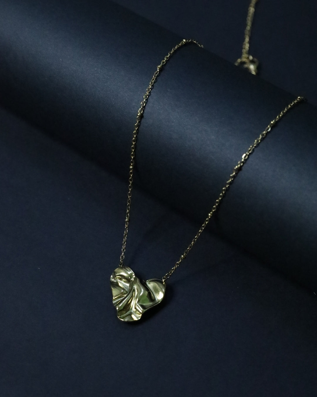 Liquid Gold Reversible Sculptural Heart 18k Gold Plated Anti Tarnish Necklace