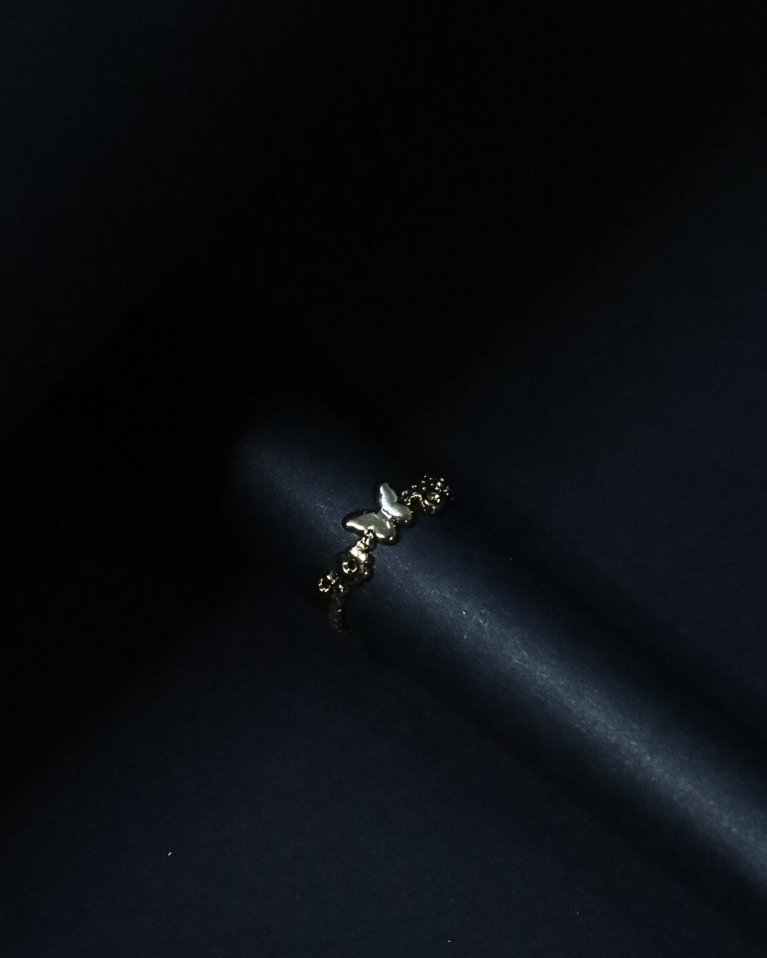 Butterfly Trail stainless steel Adjustable Anti-Tarnish Minimalist Gold-Tone Linked Adjustable Ring, 18K Gold Plated Ring