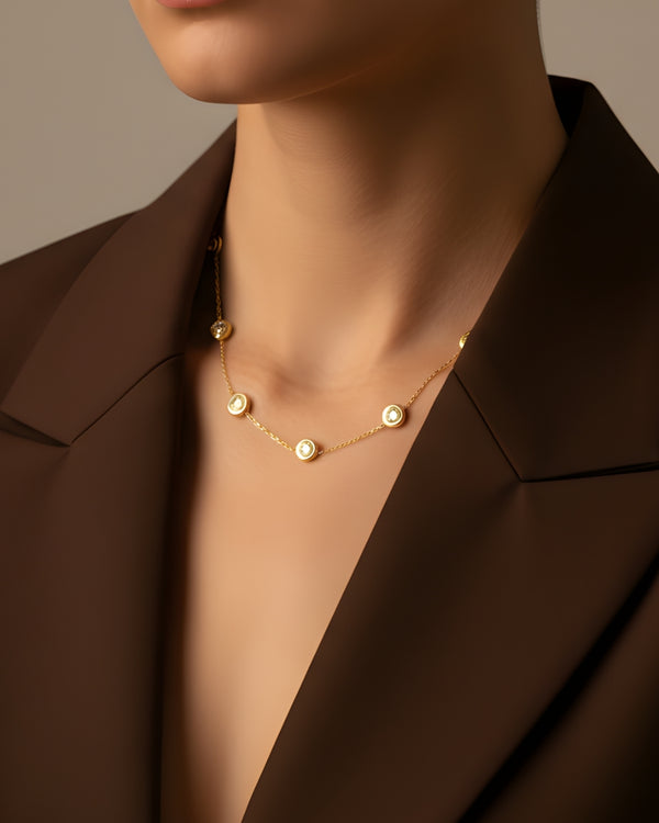 Stella Luxury Select Anti Tarnish 18k Gold Plated Multi-Heart Charm Necklace