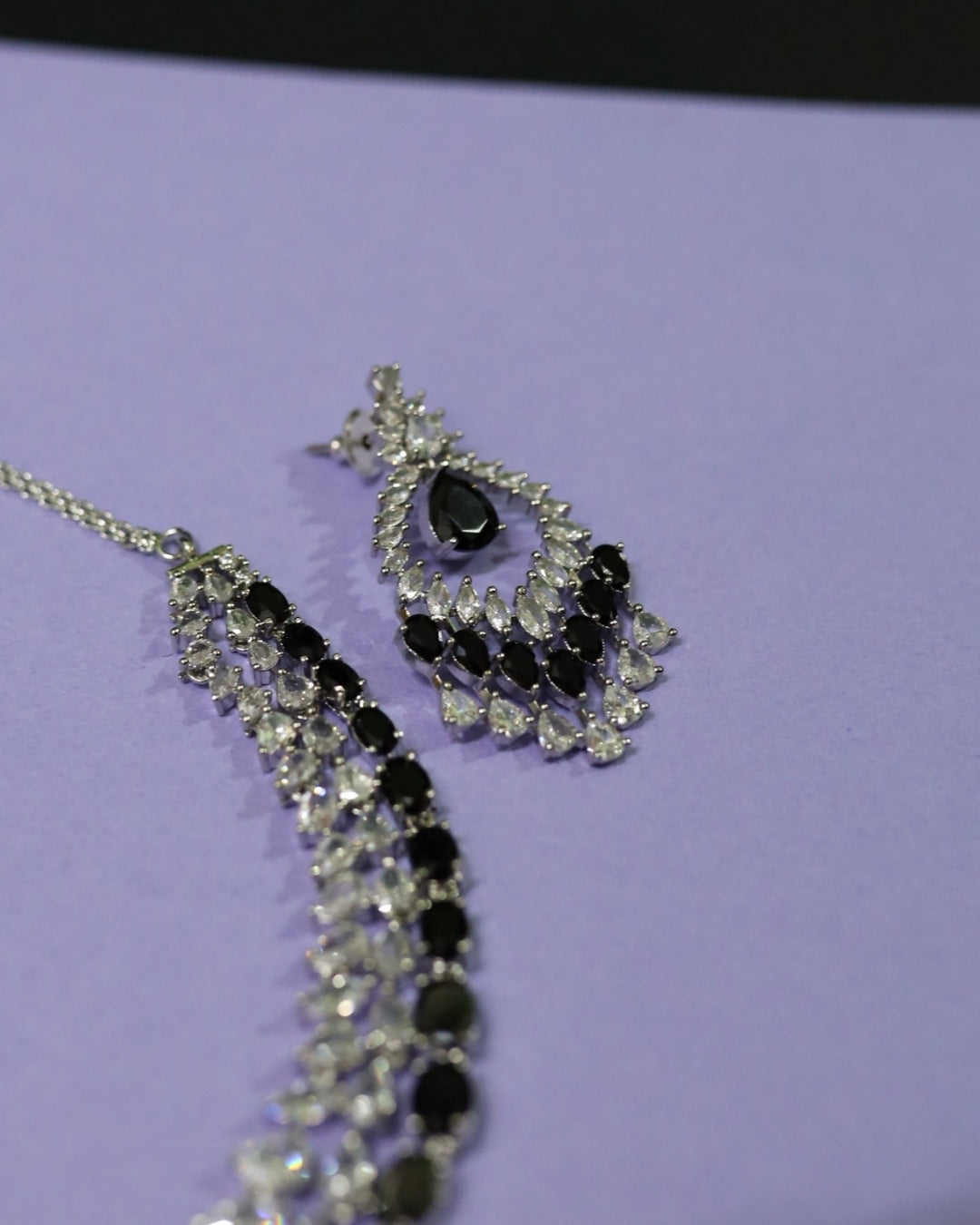 Grand Cascade Diamond Simulant Bridal Rhodium Plated Cubic Zirconia (CZ) Choker Set