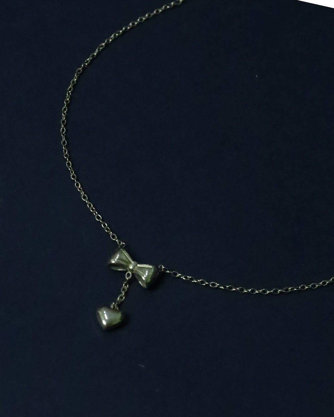 The Charming Adelle Bow and Heart Anti Tarnish 18K Gold Plated Necklace