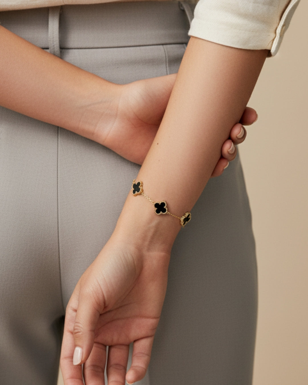 2 in 1 Clover charm Bracelet & AnckletAnti Tarnish 18k gold plating Anti Tarnish 18k gold plated