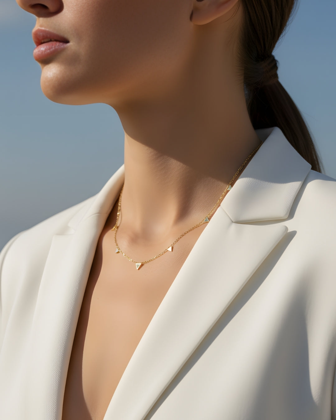 Minimalist Triangle Drop 18K Gold Plated Anti Tarnish Chain Necklace