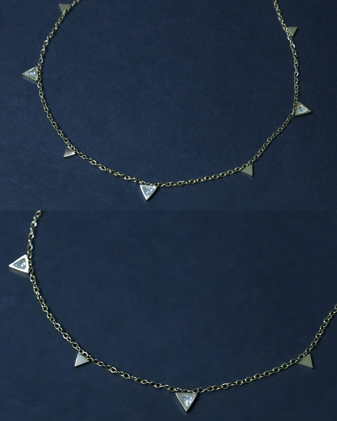 Minimalist Triangle Drop 18K Gold Plated Anti Tarnish Chain Necklace