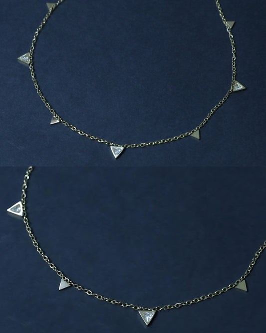 Minimalist Triangle Drop 18K Gold Plated Anti Tarnish Chain Necklace