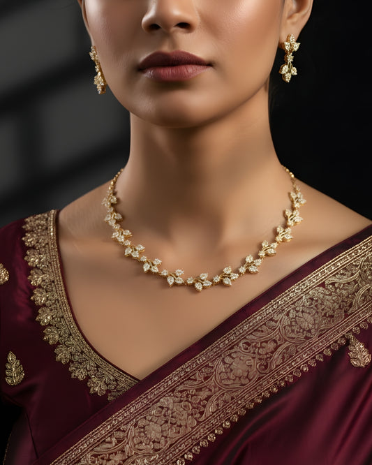 Nature Inspired Branch pattern 18K Gold Plated Anti-Tarnish Necklace Set