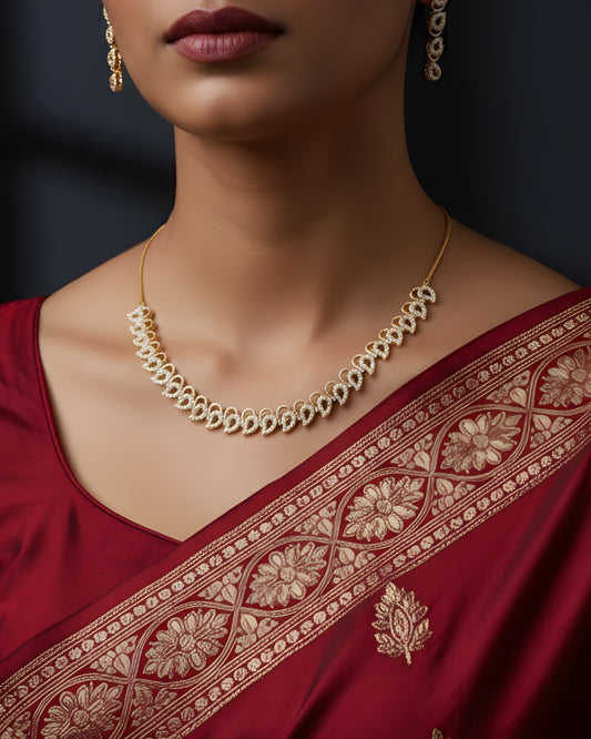 Dewdrop Leaf 18K Gold Plated Anti-Tarnish Necklace and Earring Set