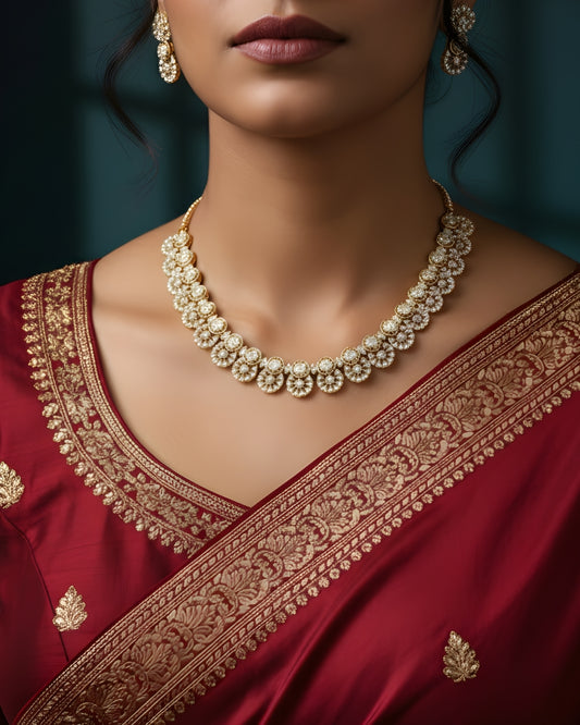 Aura Brilliance 18K Gold Plated Anti-Tarnish Cubic Zirconia Necklace Set