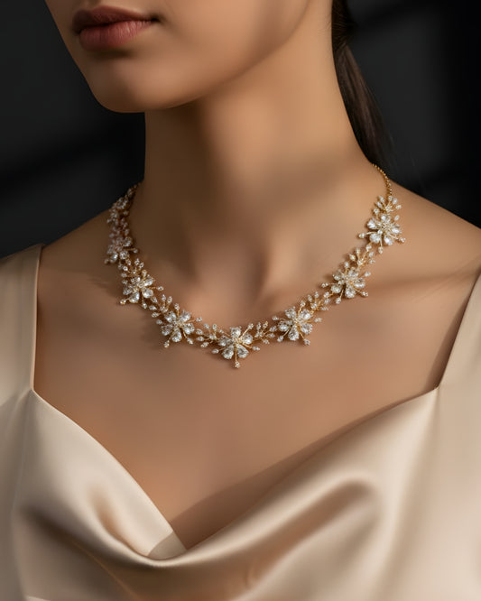 Eternal Bloom Anti-Tarnish Necklace & Earrings Set 18k Gold Plated