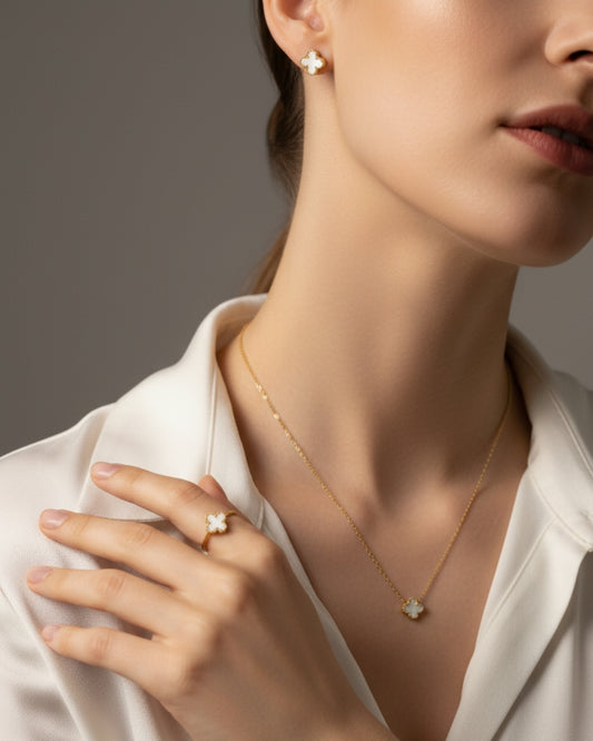 Harmony 18K Gold Plated Anti-Tarnish Clover Jewelry Set