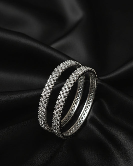 High-Intensity Pavé Texture Bangles (set of 2)