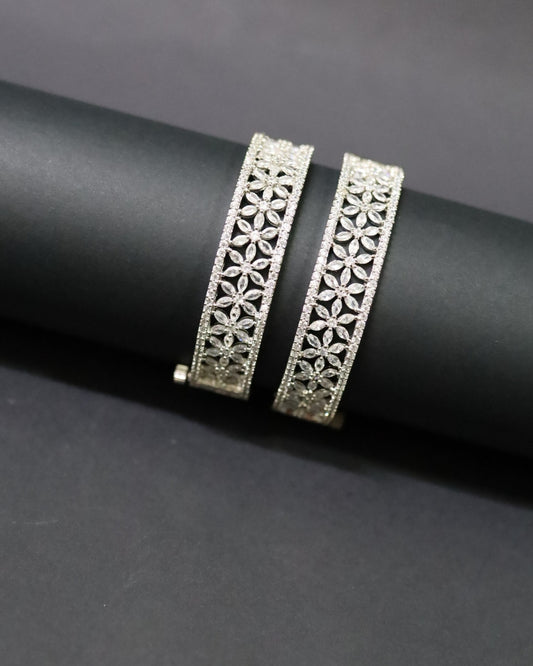 Opulent Marquise Flower Bangles (set of 2)