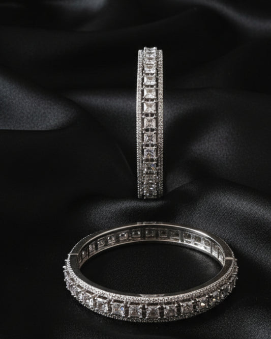 Triple-Row Sparkle Statement Bangles (Set of 2)